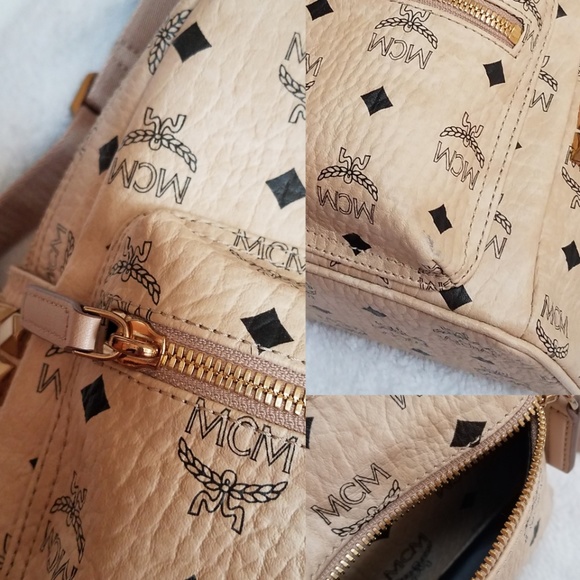 MCM Stark Side Stud Mini Backpack Beige